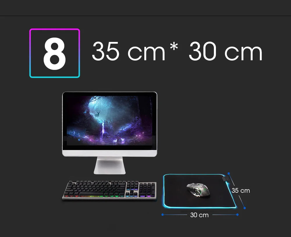 RGB LED Mauspad – Bunte Schreibtischunterlage für Gamer, wasserdicht & in mehreren Größen!