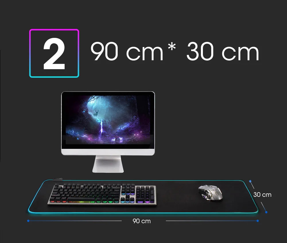 RGB LED Mauspad – Bunte Schreibtischunterlage für Gamer, wasserdicht & in mehreren Größen!