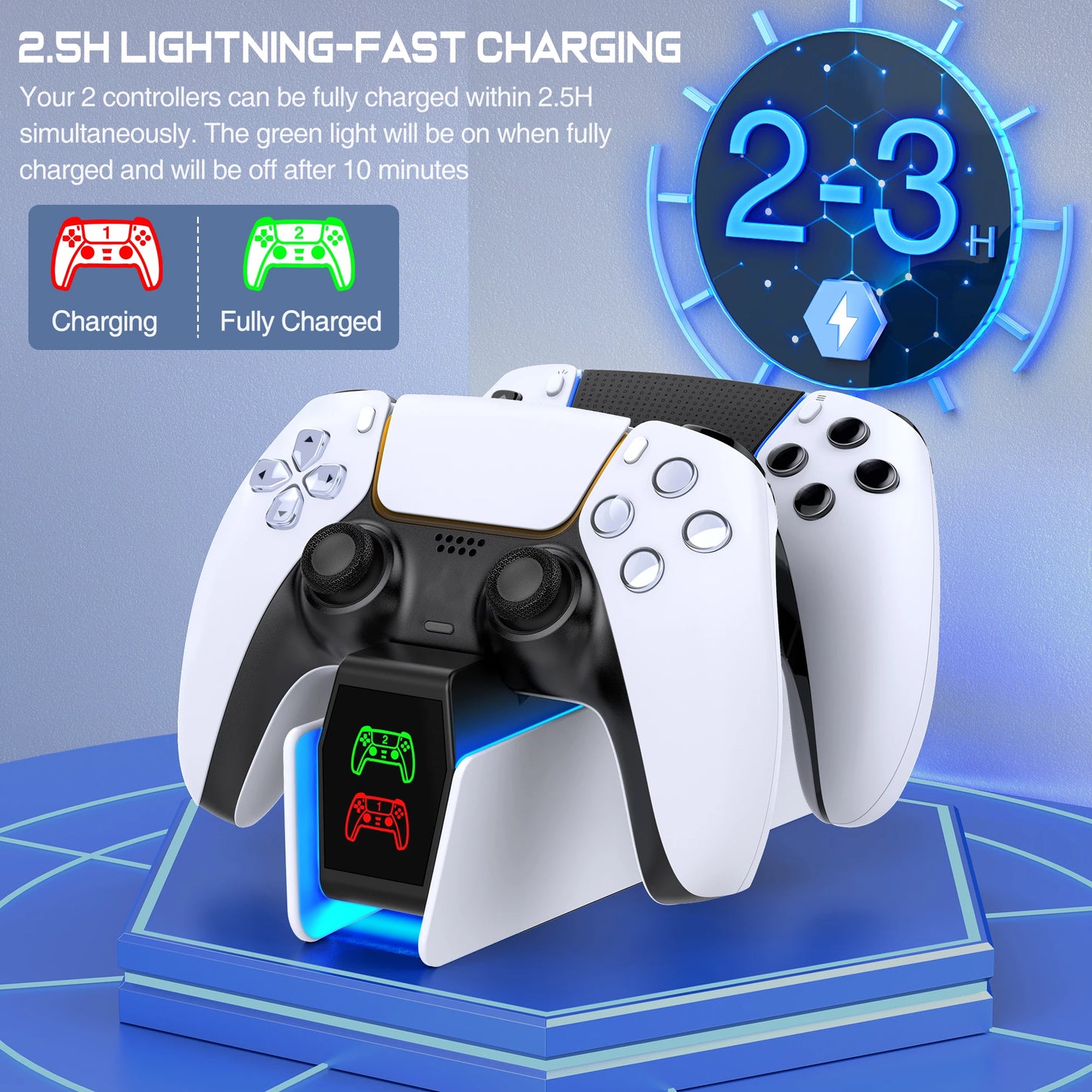 PS5 Controller Ladestation – Schnelles Laden und stylische Präsentation mit LED-Anzeige !