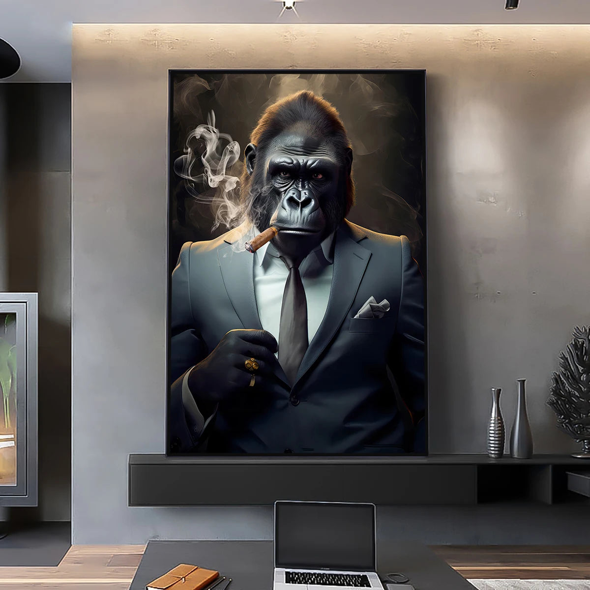 Nordic Gorilla Leinwand – Abstrakte Wandkunst für moderne Wohnkultur!