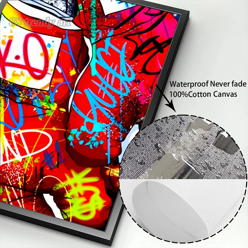 Boxhandschuh-Graffiti – Abstrakte Pop-Art-Leinwand für luxuriöse Wandgestaltung!