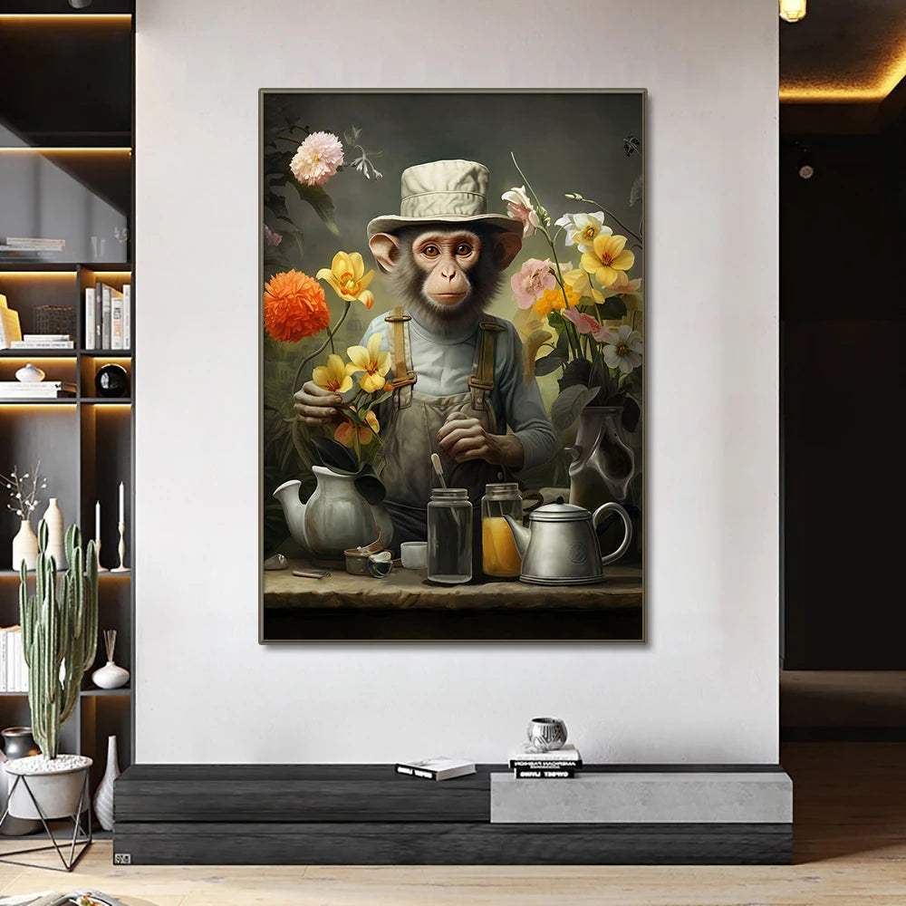 Nordic Gorilla Leinwand – Abstrakte Wandkunst für moderne Wohnkultur!