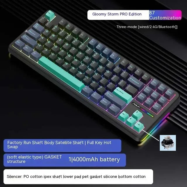 Aula F87Pro Gaming-Tastatur – Tri-Modus, ultraleise & kabellose Präzision!