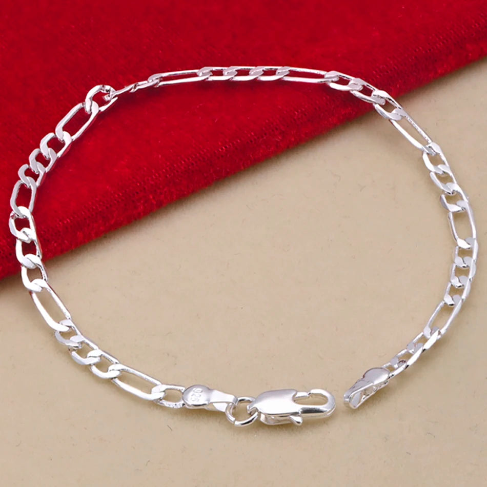 Edles 925 Sterling Silber Schmuck-Set – 4mm Armband und Halskette für Männer & Frauen!