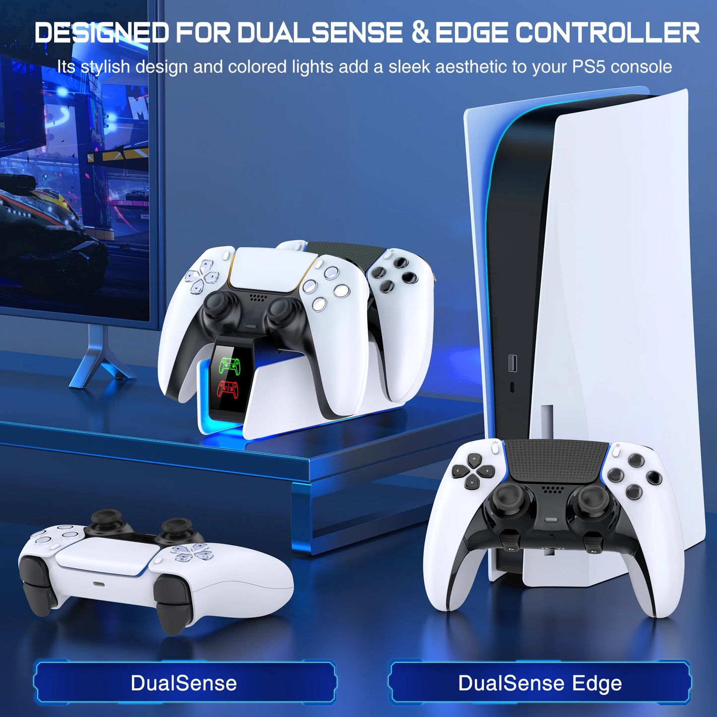 PS5 Controller Ladestation – Schnelles Laden und stylische Präsentation mit LED-Anzeige !