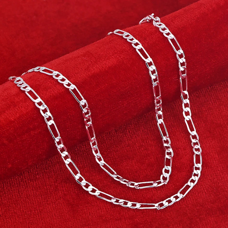 Edles 925 Sterling Silber Schmuck-Set – 4mm Armband und Halskette für Männer & Frauen!