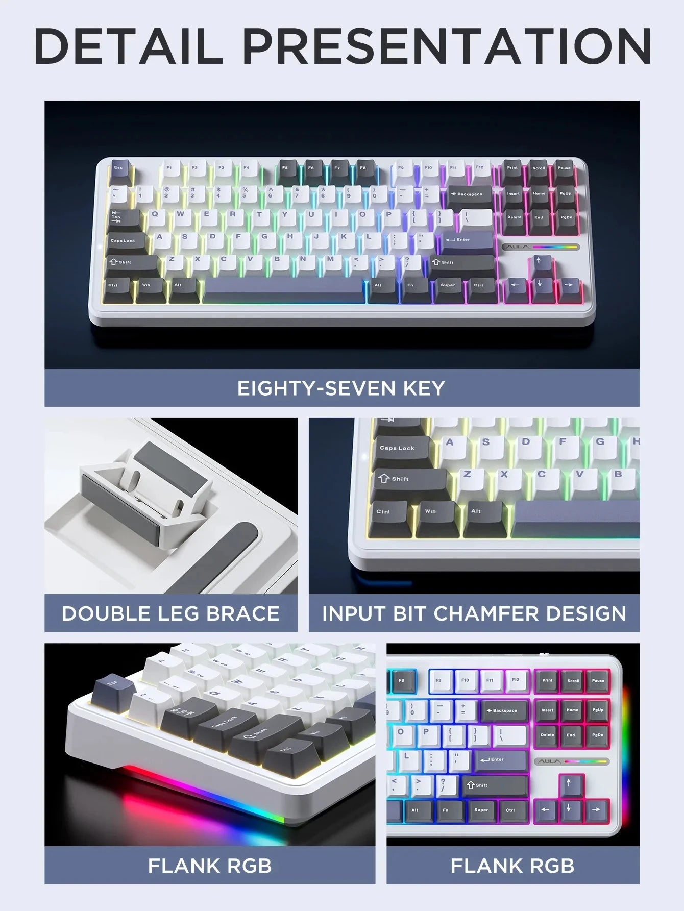 Aula F87Pro Gaming-Tastatur – Tri-Modus, ultraleise & kabellose Präzision!
