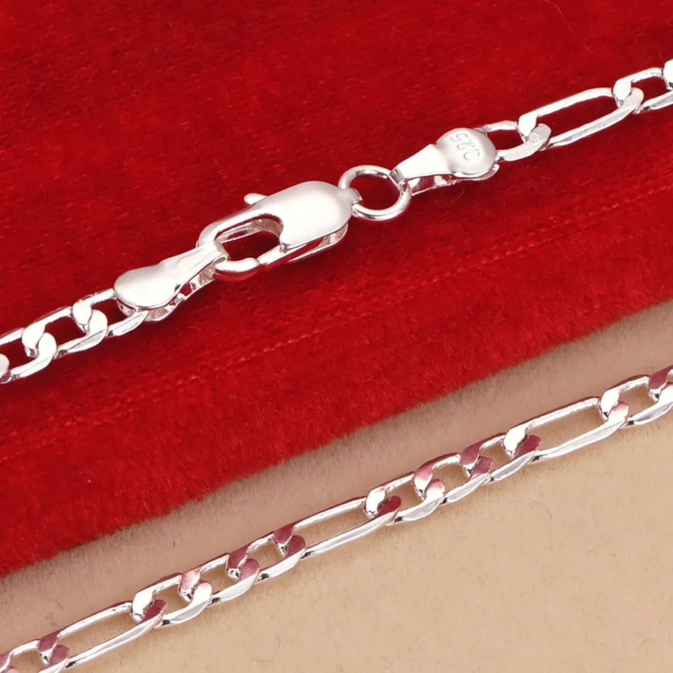 Edles 925 Sterling Silber Schmuck-Set – 4mm Armband und Halskette für Männer & Frauen!