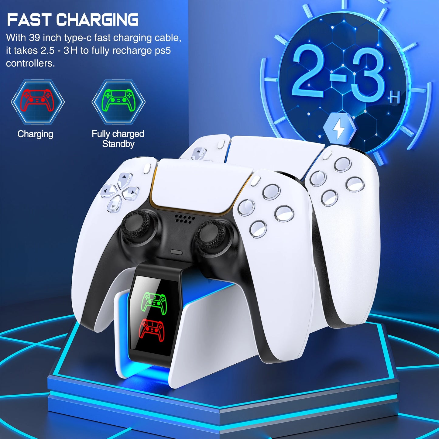 PS5 Controller Ladestation – Schnelles Laden und stylische Präsentation mit LED-Anzeige !