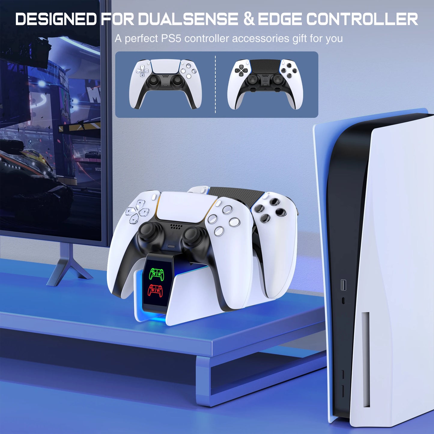 PS5 Controller Ladestation – Schnelles Laden und stylische Präsentation mit LED-Anzeige !