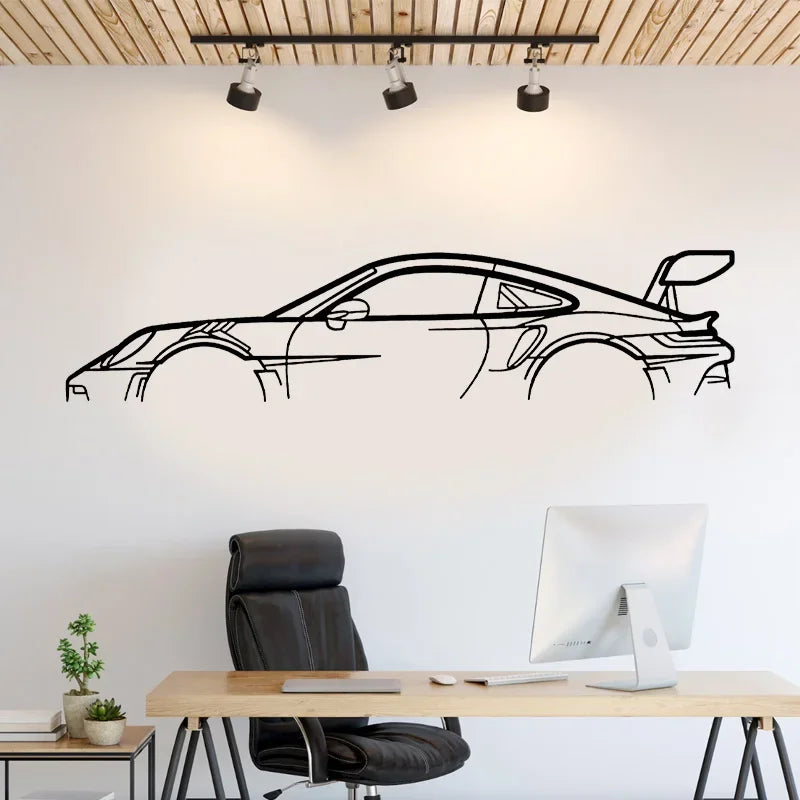 Starke Auto-Silhouette Wandkunst – Perfekte Vinyl-Aufkleber für Garage und Auto-Liebhaber!