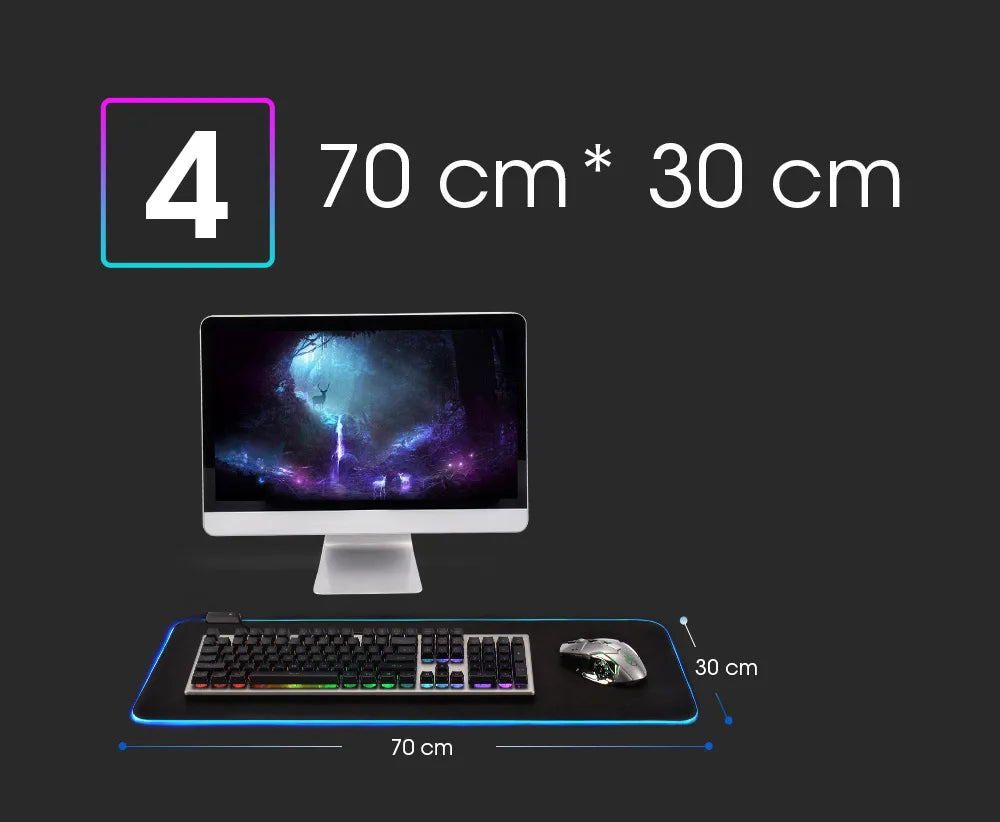 RGB LED Mauspad – Bunte Schreibtischunterlage für Gamer, wasserdicht & in mehreren Größen!