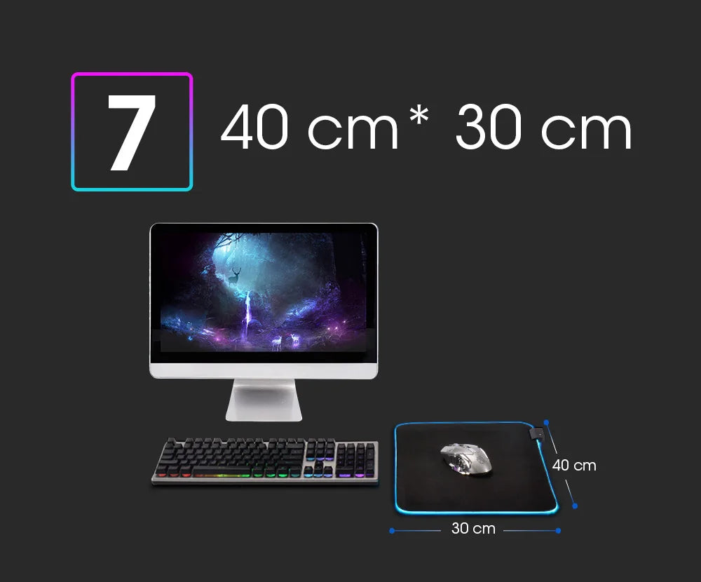 RGB LED Mauspad – Bunte Schreibtischunterlage für Gamer, wasserdicht & in mehreren Größen!