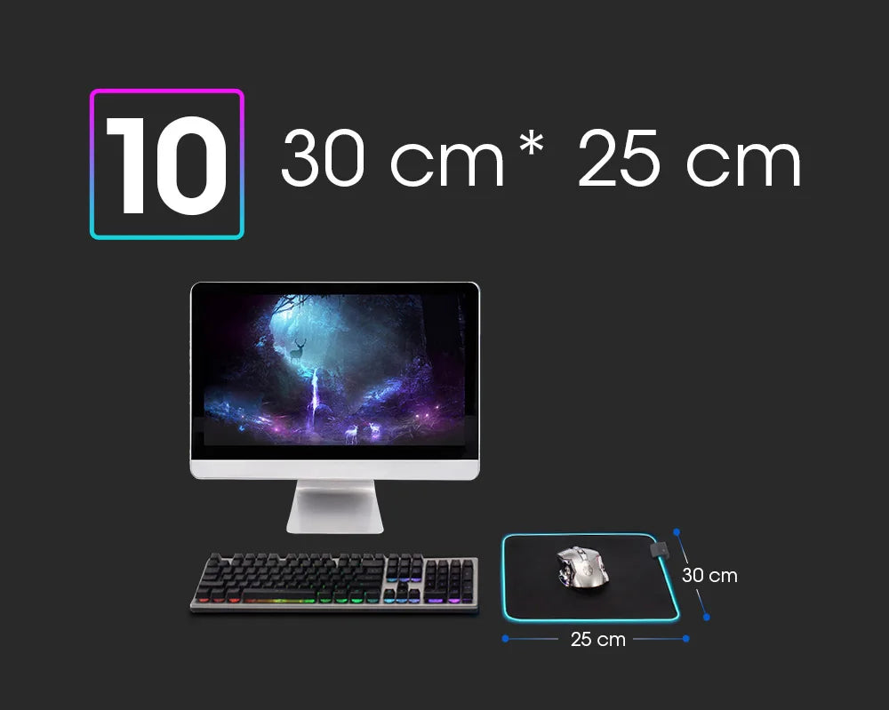 RGB LED Mauspad – Bunte Schreibtischunterlage für Gamer, wasserdicht & in mehreren Größen!