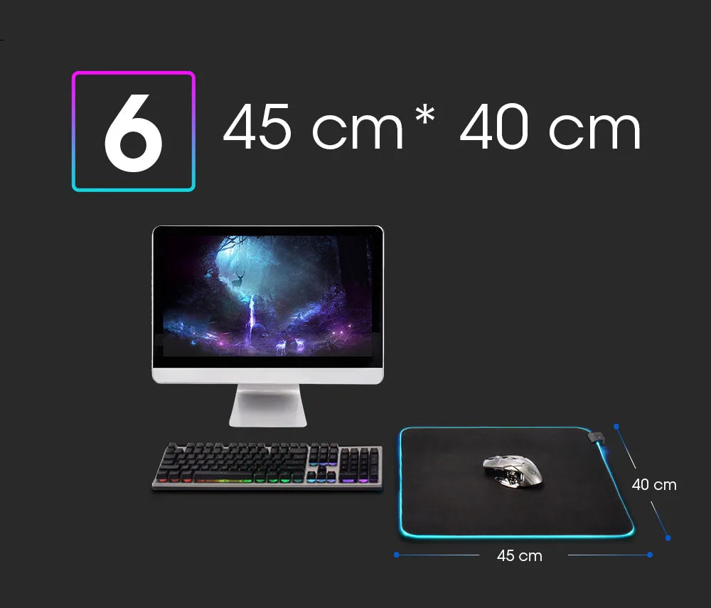 RGB LED Mauspad – Bunte Schreibtischunterlage für Gamer, wasserdicht & in mehreren Größen!
