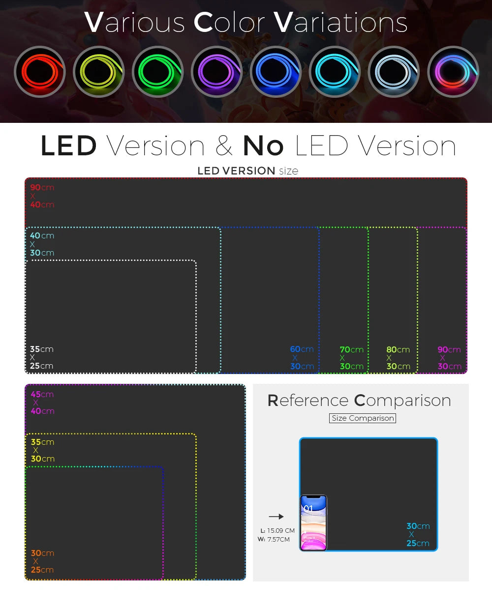 RGB LED Mauspad – Bunte Schreibtischunterlage für Gamer, wasserdicht & in mehreren Größen!