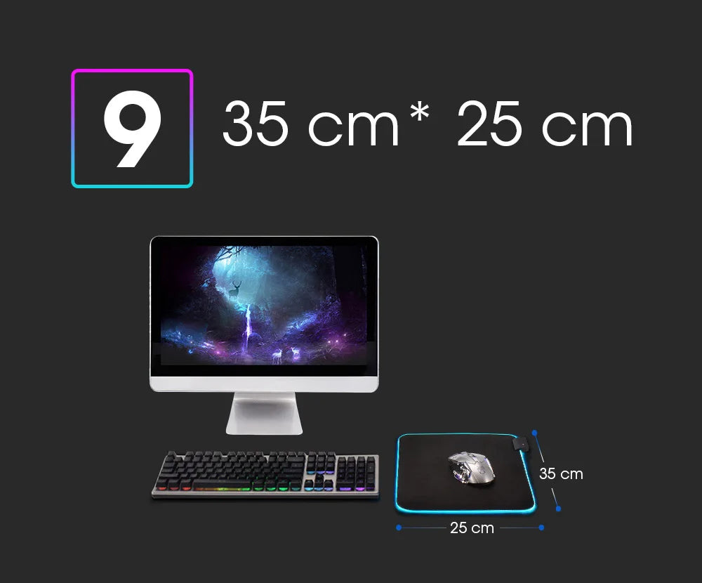 RGB LED Mauspad – Bunte Schreibtischunterlage für Gamer, wasserdicht & in mehreren Größen!