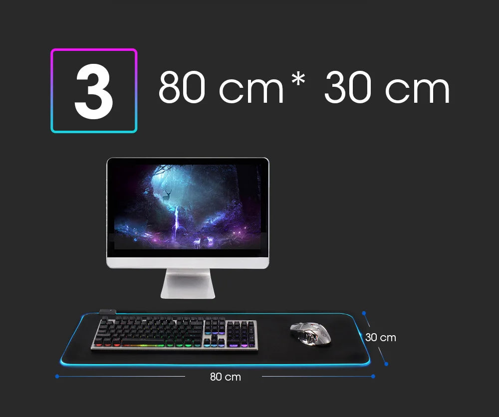 RGB LED Mauspad – Bunte Schreibtischunterlage für Gamer, wasserdicht & in mehreren Größen!