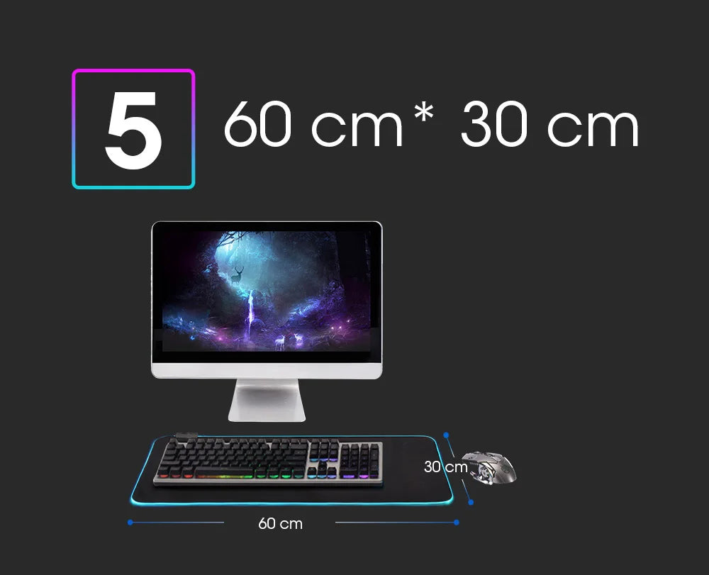 RGB LED Mauspad – Bunte Schreibtischunterlage für Gamer, wasserdicht & in mehreren Größen!