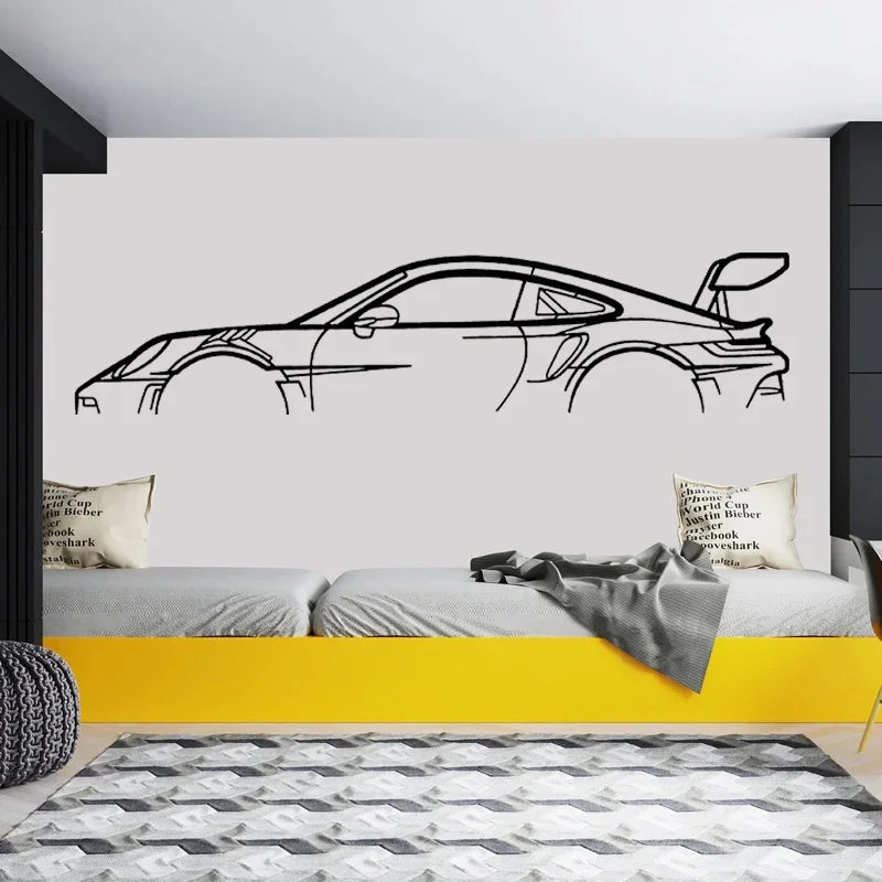 Starke Auto-Silhouette Wandkunst – Perfekte Vinyl-Aufkleber für Garage und Auto-Liebhaber!