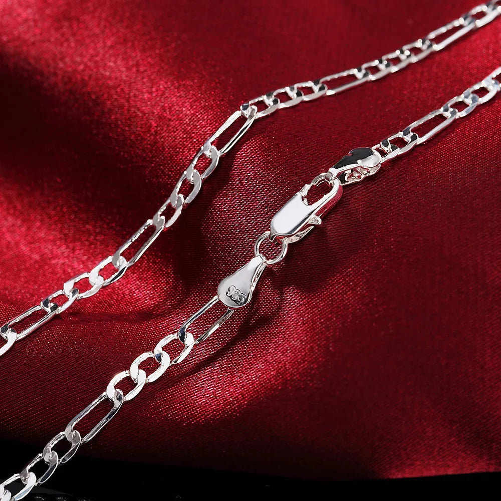 Edles 925 Sterling Silber Schmuck-Set – 4mm Armband und Halskette für Männer & Frauen!