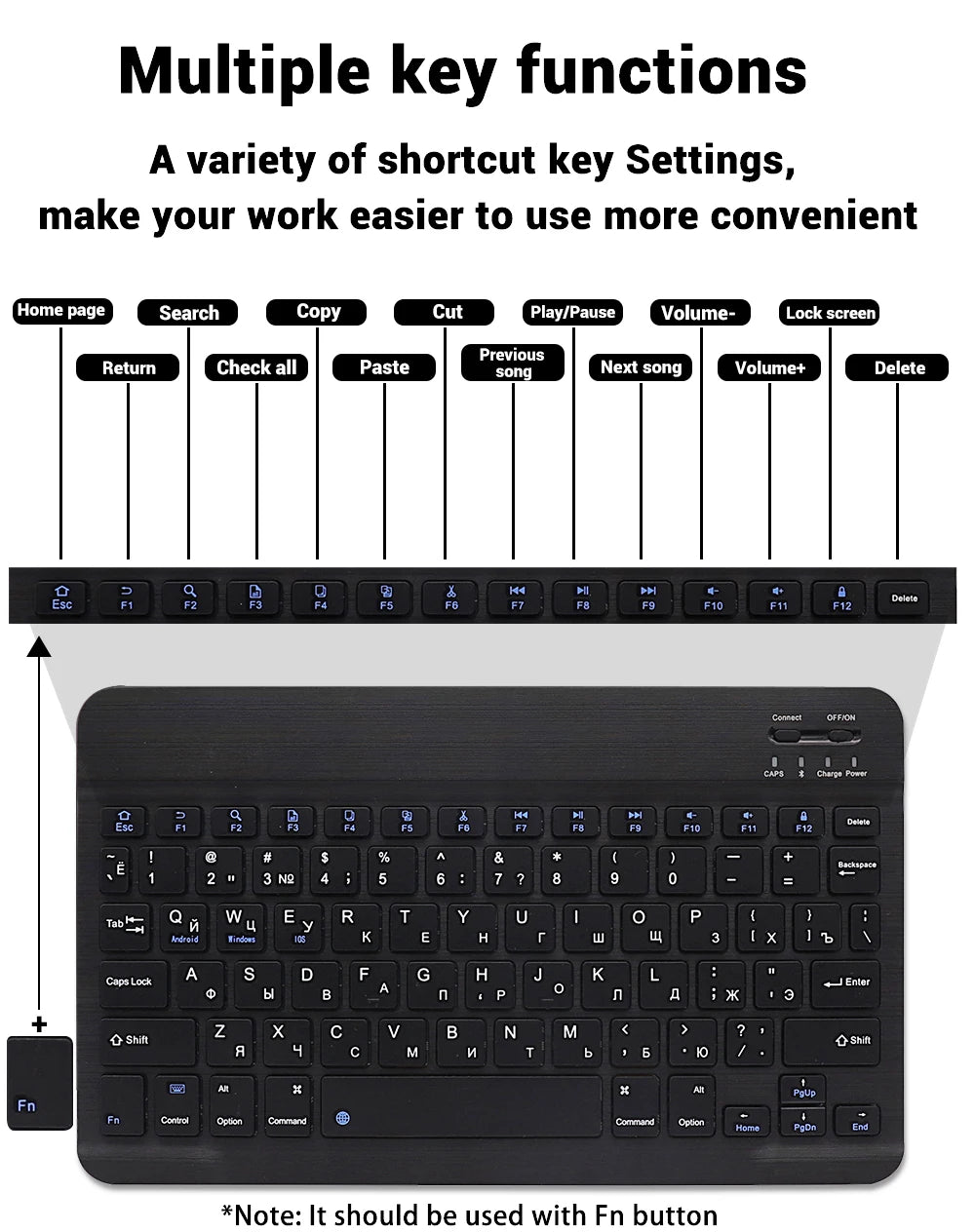 Bluetooth Tastatur & Maus – Vielseitig, kompakt & perfekt für iOS, Android & Windows-Geräte!