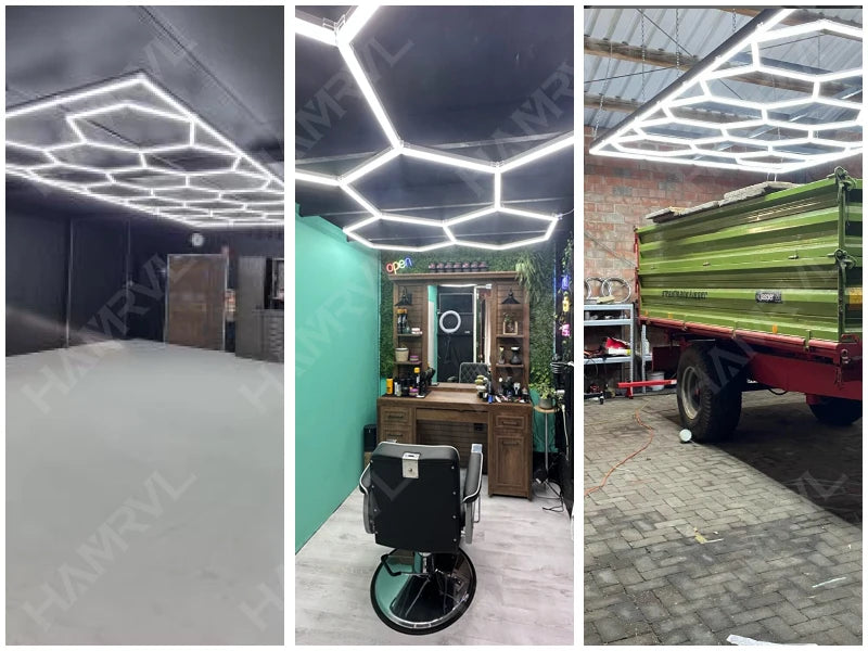 Hexagon LED-Garagenbeleuchtung – Leistungsstark, individuell anpassbar & perfekt für Werkstätten!