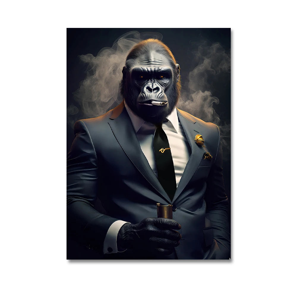 Nordic Gorilla Leinwand – Abstrakte Wandkunst für moderne Wohnkultur!