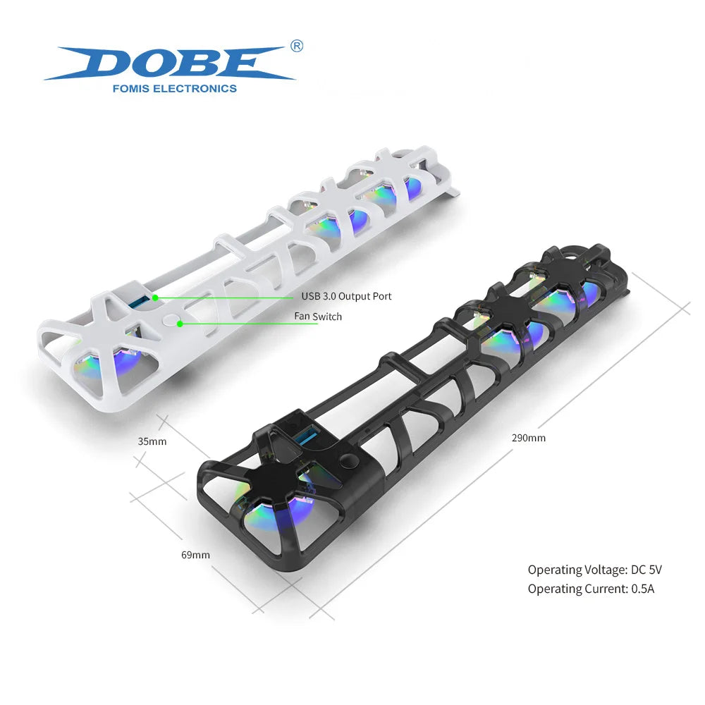 DOBE PS5 Slim Lüfter – Stylische RGB-Kühlung & Extra-USB für ultimatives Gaming!