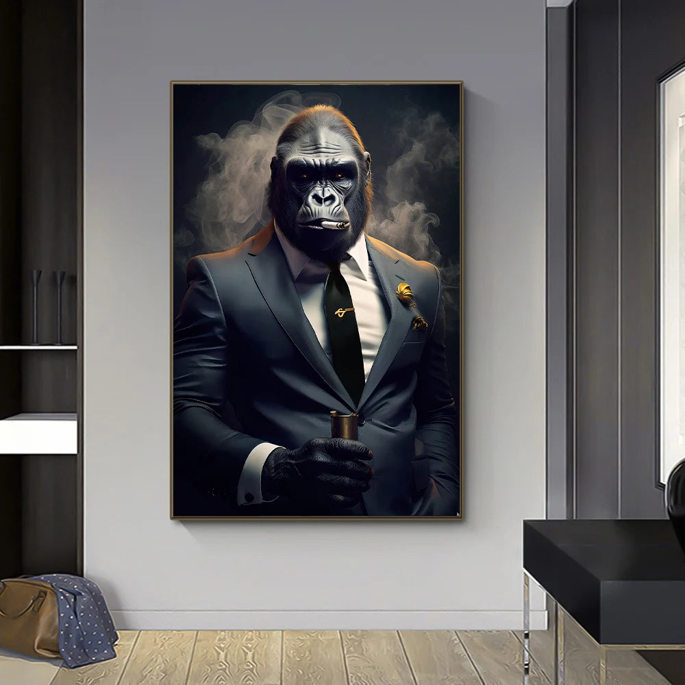 Nordic Gorilla Leinwand – Abstrakte Wandkunst für moderne Wohnkultur!