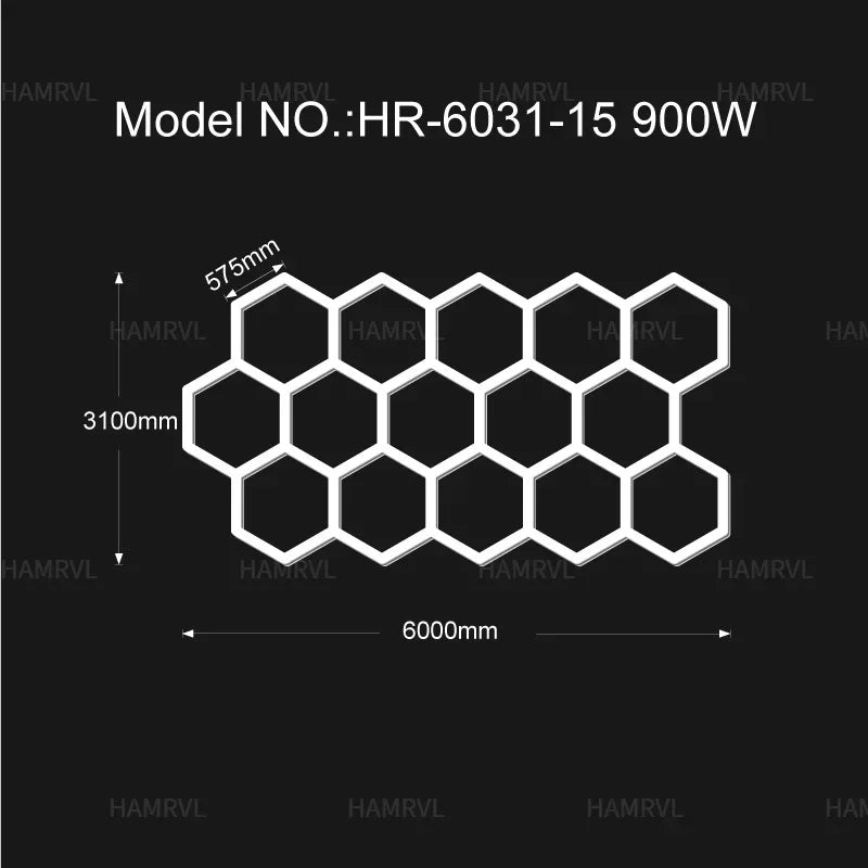 Hexagon LED-Garagenbeleuchtung – Leistungsstark, individuell anpassbar & perfekt für Werkstätten!