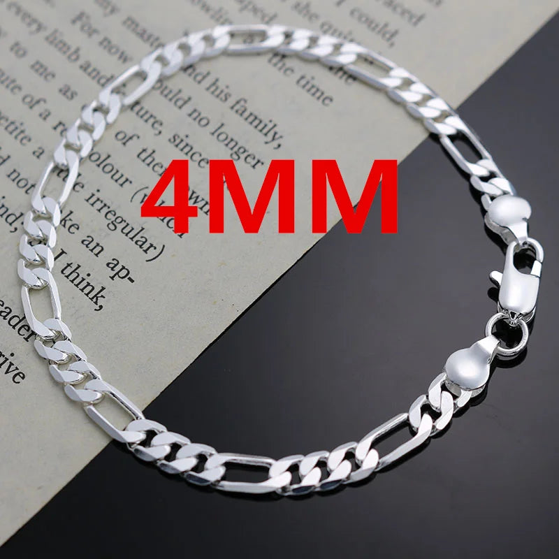 Edles 925 Sterling Silber Schmuck-Set – 4mm Armband und Halskette für Männer & Frauen!
